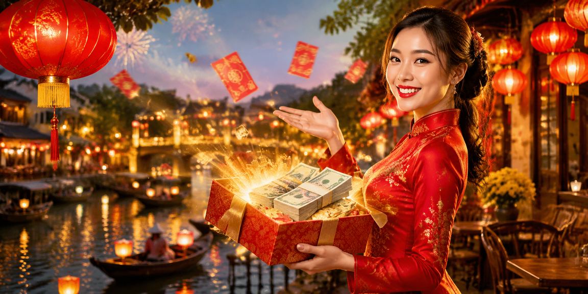 Phong bì đỏ lì xì thưởng khuyến mãi tại quán cà phê Hội An